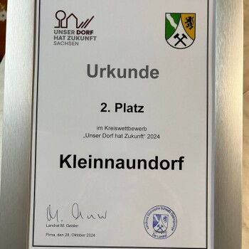 Die Urkunde für den 2. Platz